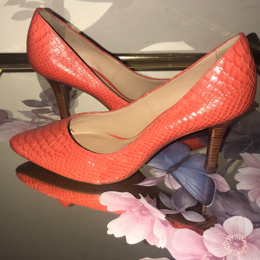 Orange Alligator Skin Heels